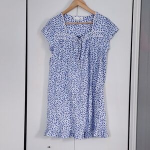 Eileen West White and Blue Floral Mini Dress